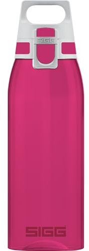 Sigg Total Color Berry Botella cantimplora (1 L), botella hermética sin sustancias nocivas, botella resistente y ligera de plástico tritán