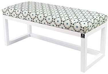 by M-DEKO LPG-2 Sitzbank Bank Gepolstert Velours Mandala Kreise Holz Erle Weiss Nach Maß (80, Höhe 45cm Tiefe 30cm)