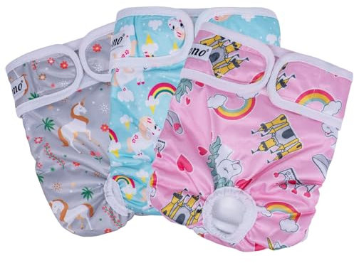 Dono Wiederverwendbare Windeln für Hündinnen, 3er-Pack, super saugfähig, waschbar, Bequeme Haustierwindeln, hygienische Höschen für kleine, mittelgroße und große Hunde