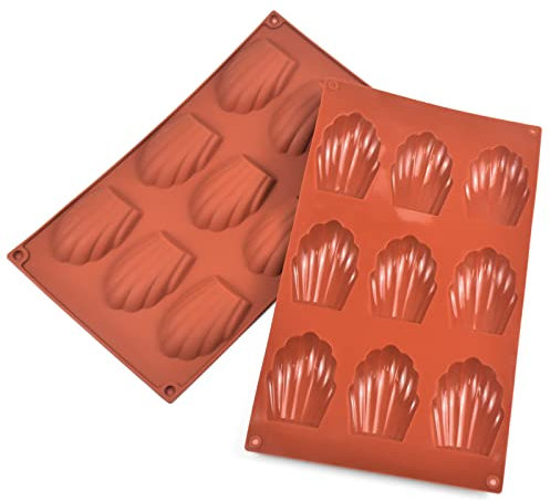 Fangehong 2 Pieza Molde de Madeleine, Magdalenas Molde Madeleines 9 Cavidades, Antiadherente Molde en Forma de Concha de Silicona para Tartas, Bombones, Caramelos, Galletas