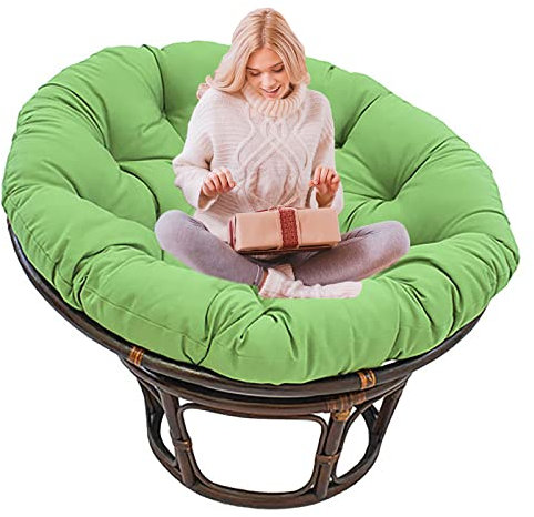 SRHWBF Papasan Sitzkissen Papasan Stuhlkissen Papasansessel Kissen mit Krawatten für Garten Camping extra großes bequemes Sitzkissen (NUR Kissen) (Green Ø140cm/55.1 in)
