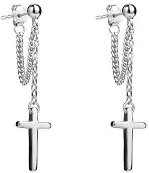 Clyhon Kreuz Tropfen Ohrringe Rostfreie Stähle Kette Tropfen Damen Herren Punk Kugel Ohrstecker Hypoallergener Schmuck
