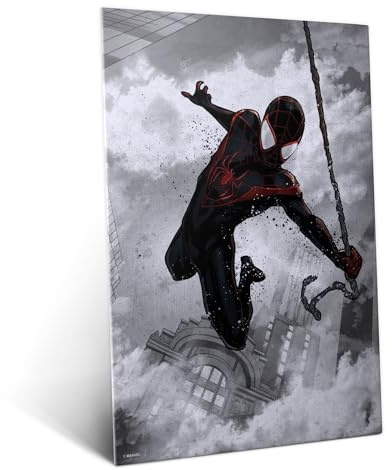 Displate Offiziell Marvel MetallPoster Magnetische Befestigung Inklusive Lizenziert Bilder Hochwertiges Poster Marvel Dark Edition - Spider-Man (Miles Morales) Poster 45 cm x 32 cm