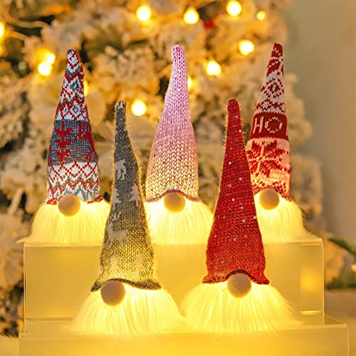 Wichtel Weihnachten Led, Weihnachtswichtel Figuren Sitzend, Weihnachtsdeko Amerikanisch Innen, Wichtel Figuren Klein Mit Licht, Tomte Fensterdeko Weihnachtself Zwerg Plüsch Beleuchtet Tischdeko 5pcs