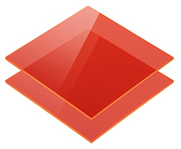 Découpe en verre acrylique fluorescent - Plaque GS - 3 mm d'épaisseur - Polyvalent - Pour intérieur et extérieur - Verre acrylique incassable pour objets lumineux (orange fluorescent, 20 x 30 cm)