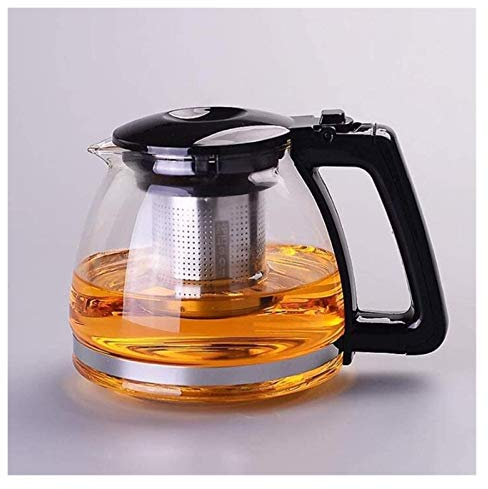Teekanne Klarglas-Teekanne mit abnehmbarem Tee-Ei für blühenden und losen Tee Mikrowellengeeignete und herdplattensichere Teekanne und Teesieb 1000 ml 2000 ml (Color : B) (A )