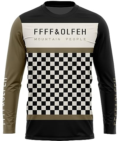 FFFF & OLFEH Maillot de Ciclismo para Hombre/Camisetas de Motocross de Manga Larga, Maillot Hombre Verano Maillot Bicicleta Montaña Bike MTB Camiseta