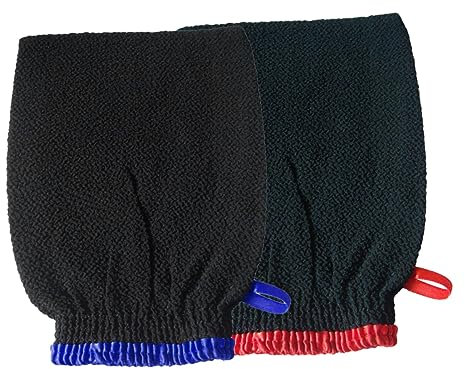 Amosfun 2stücke Duschpeeling Handschuhe Badehandschuh Körperpeeling Schrubberhandschuh Für Dusche Sauna Mit Kordel Für Männer Frauen Junge Mädchen Leicht Zu Reinigen