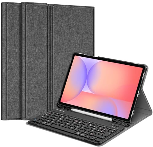 FINTIE Clavier pour Samsung Galaxy Tab S10 Lite 10.9 & S10 FE/S9 FE/S9 | Clavier AZERTY Français Bluetooth sans Fil, Housse de Protection Multi-Angles, Gris