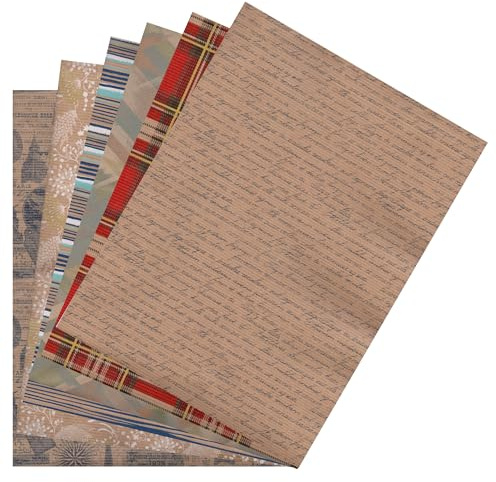 ARKRAFT carta da regalo set 6 fogli formato XXL 90 x 65 cm confezione senza plastica carta kraft (Vintage)