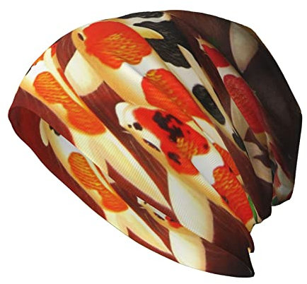 CHANGLEI Beauty Fish Beanie-Mütze für Damen und Herren, bedruckt, bequem, atmungsaktiv, weich, warm, gestrickt, Baumwolle, Schwarz, Schwarz , One size