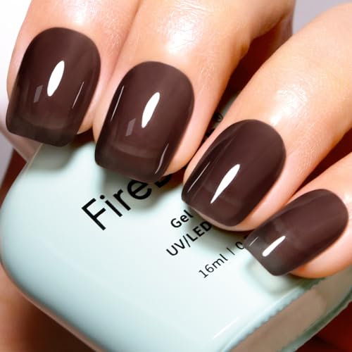 Firedeep Jelly Gel Nail Polish, Nude Black Gel Polish UV Soak Off Translucent Nail Polish for Nail Art Manicure DIY at Home 0.54 Fl Oz