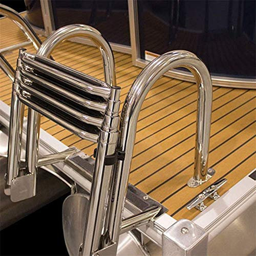 Scaletta per Barca, Scaletta Telescopica, Scaletta da Bagno Rimovibile a 4 Gradini, Scaletta per Barca Ponton, Scaletta per Piscina Telescopica Pieghevole ad Alte Prestazioni, Scaletta per Dock con