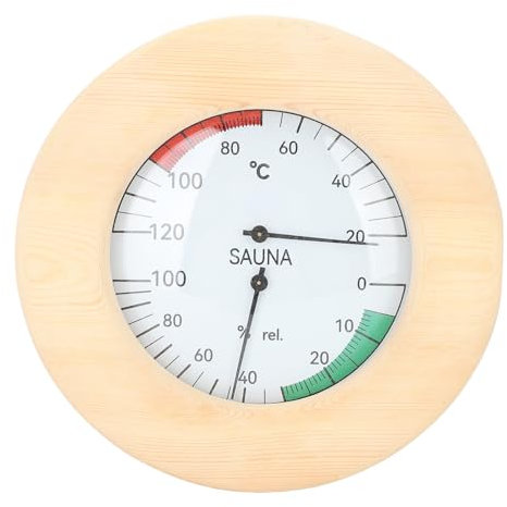 Buachois Sauna Hygrothermograph, 2 in 1 Wooden Fahrenheit Sauna Thermometer Hygrometer Wall Mounted Real Time Monitoring Sauna Thermometer and Hygrometer for Sauna Room Hotel