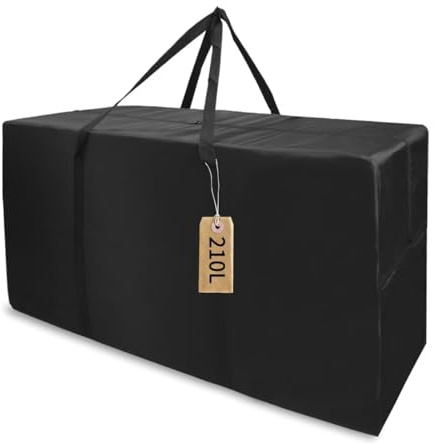 APKOL 210L Borse Stoccaggio,108x60x33CM,Borsa per Cuscini da Esterno Giardino per Esterni Vestiti,Piumoni,Trapunte,XXL Borsa Porta Cuscini da Esterno,Borsone Grandi Borse Trasloco Portaoggetti,Nero