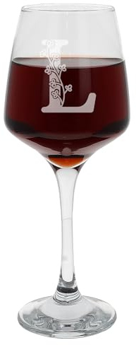 Grand verre à vin avec monogramme personnalisé gravé avec nom gravé - Cadeau d'anniversaire pour elle ou lui - 400 ml