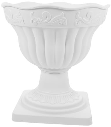 Milisten Europäischer Runder Blumentopf 20cm Für Balkon Und Haushalt Vintage Kunststoff Pflanzgefäß Grünpflanzen Und Hochzeitsdekoration Weiß