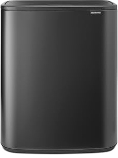 Brabantia Bo Touch Kitchen Bin 60L | XXL Soft-Touch Rubbish Bin with Inner Bucket | Space-Saving Flat Back Bin for Kitchen | Stylish Waste Solution | Confident Grey