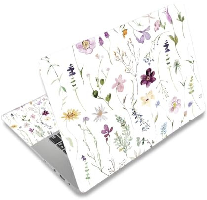 Laptop Skin Sticker Decal, 12 13 13.3 14 15 15.4 15.6 Laptop Vinyl Sticker Skin Cover Art Protection for Notebook PC Decorative, Waterproof, Peelable, Purple Floral