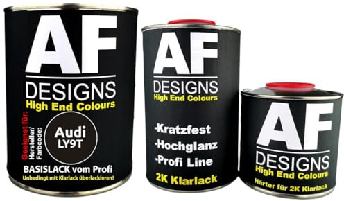 Peinture automobile compatible avec Audi LY9T Mythosschwarz Perl Kit de vernis transparent 1,25L