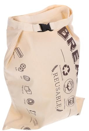 Ciieeo Reusable Pure Cotton Bread Bags with Release Buckle, Pastry Storage Pouches, Beige Food Storage Bags for Bakery and Home Use