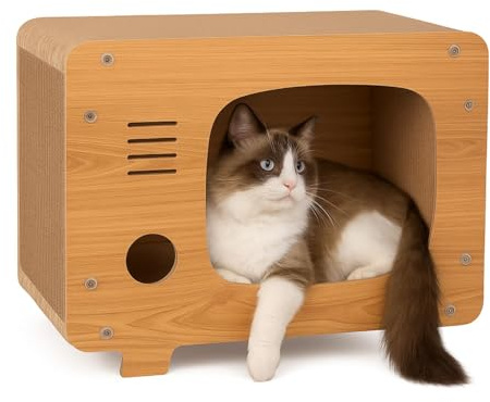 Petsona Kratzbrett Für Katzen Natürlicher Katzenkratzer Spielplatz Kratzpappe & Kratzteppich Für Katze Katzenspielzeug Selbstbeschäftigung, Natürlich