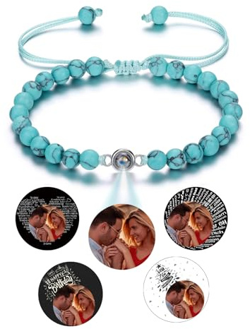 Jovivi Personalisiertes Armband mit Foto Bild Projektion Armband 100 Sprachen Ich liebe dich Armband Fotoarmband für Herren Damen Freundschaftsarmbänder Personalisierte Geschenke