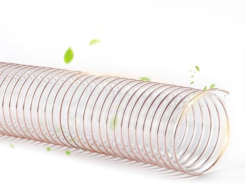 PU Flexible Vacuum Cleaner Hose for Industrial Woodworking Cleaner, Clear Fume Collection Hose for Dust Collectors Puncture Resistant, for Table Saw/ Planer/ Wood Shop Dust Collection System(L 5m(16.4
