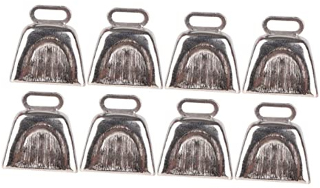 TOYANDONA 8 Pz campane di chiamata quadrate football sport ferrocerio campanacci delle mucche suono dell'anello campanaccio per mucche rumorista di campanacci campanelli con manico Silver