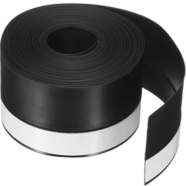 sourcing map Weather Stripping Door Seal 16.4ft x 45mm Silicone Seal Strip for Door Draft Stopper Adhesive Tape Window House Shower Glass Gaps Length 5m, Black