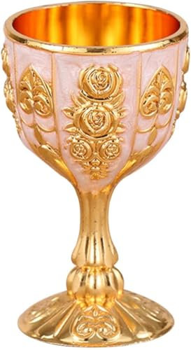 OUUOYSD Calice in Ottone, Calice, Calice Accessorio for la casa Coppa da Vino Europea Coppa retrò Accessori for Il Vino Coppa da Cena Calice da Vino da Cena(Gold)