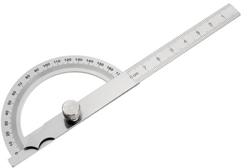POPETPOP Goniometro in Acciaio Inossidabile a Due Bracci, Righello Multifunzione Resistente ai Graffi, Misuratore Angoli 0-180° per Falegname e Edilizia