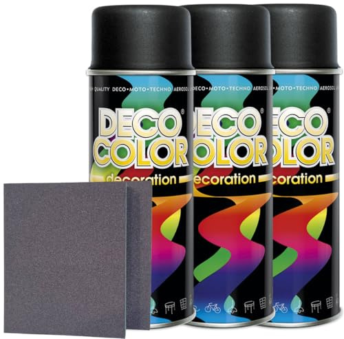 Craft-Equip DC 3er Sparpack Lackspray nach RAL in 400ml zur Lackierung von Auto Stahl Aluminium Beton Holz und 2 Stück Schleifpads (3 Dosen in schwarz matt RAL 9005 + 2 Stück Schleifschwamm)