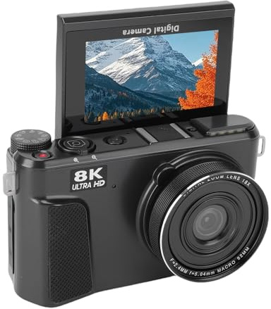 Fabater Fotocamere Digitali 8K per Fotografia Autofocus, Fotocamera per Vlogging 88MP con Doppio Obiettivo, Zoom 8X, Connessione Hot Shoe, Fotocamera Viaggio Fotocamera Compatta per