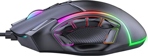 Cuifati Mouse da Gioco RGB Mouse Ergonomico Cablato a 12 Tasti Macro Programmabile per Computer Portatile