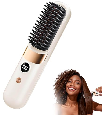 Stylingbürste für Kurzes Haar,ragbare Glättungsbürste für Haarstyling,Go Brush Pro Glättbürste Kabellos Schnelles, Präzises Styling, Lang Anhaltendes Volumen, Tragbares Design