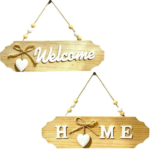 2Pcs Welcome Sign, Door Plaque for Front Door, Garden Signs and Plaques for Outside, Front Door Decoration, Door Signs