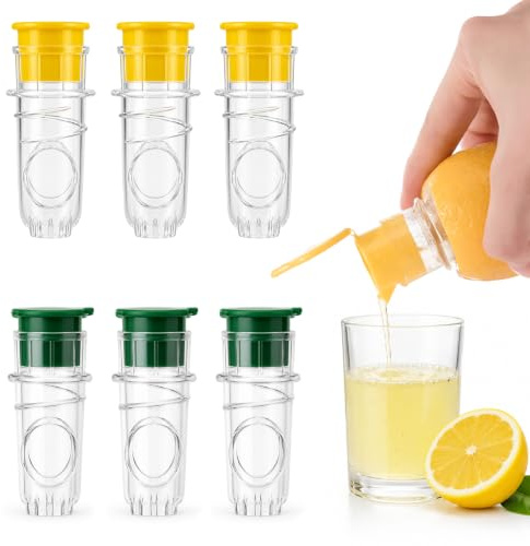 6Pcs Presse Citron Manuel, Presse-Citron Petit, Presse-Citron Portable en Plastique, Presses CitronsManuel pour Cocktails à l'orange Citron(Jaune/Vert)