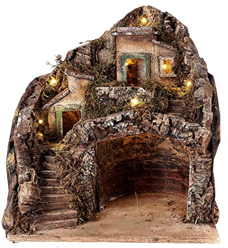 Holyart krubbor i neapoliansk stil: Bbyhus bergsröd neapoliansk julkrubba 30 x 35 x 35 för statyer, 6 cm
