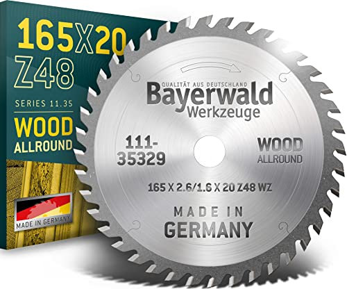 Bayerwald - HM Handkreissägeblatt für Holz - Ø 165 mm x 2,6 mm x 20 mm | Wechselzahn (48 Zähne/sehr fein) | ohne Nebenlöcher