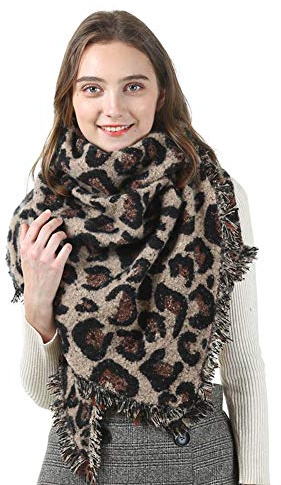 MAKFORT Schal Damen Chiffon Mit Leopardenmuste Kalter Und Warmer Damenschal Schal Damenmodeschal für Frühling Herbst Winter Ganzjährig