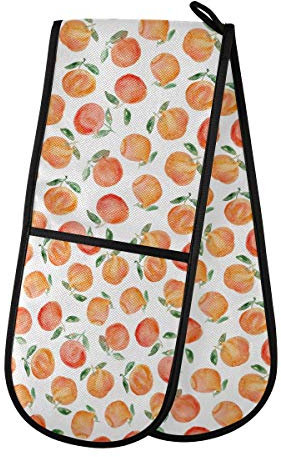 TropicalLife HaJie Maniques double pour four Motif aquarelle Orange Fruits Résistant à la chaleur Pour la maison, la cuisine, la pâtisserie, le barbecue en plein air