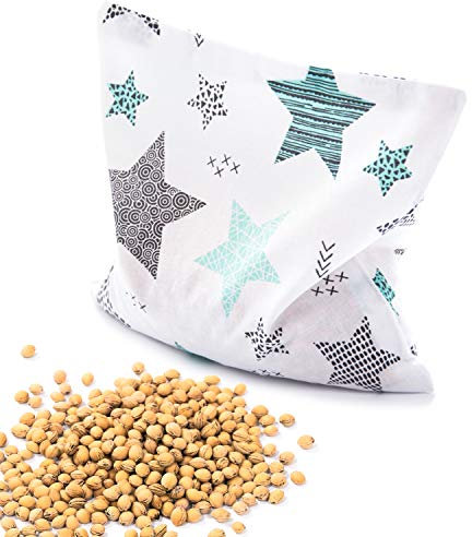 Amilian Kirschkernkissen 22 x 22cm Wärmekissen Wärmekompresse Körnerkissen Kirschkernsack Kirschkern Kissen für Kinder Erwachsene ideal als Massagekissen Kältekissen Sternschnuppe türkis