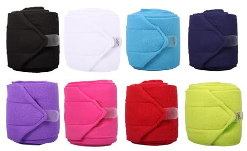 NETPROSHOP Fleece Bandagen 4er Set Länge 3 Meter in platzsparender Plastiktasche mit Griff, Farbe:Schwarz