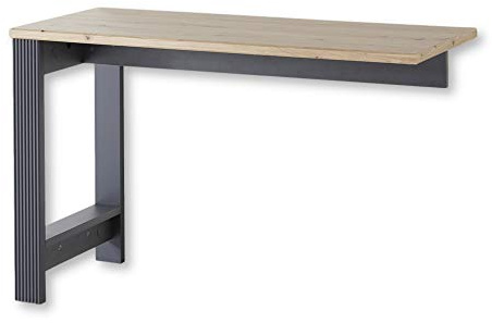 Stella Trading JASMIN Schreibtisch Winkel in Graphit, Artisan Eiche Optik - Eckschreibtisch Erweiterung für mehr Arbeitsfläche - Landhausstil Büromöbel Komplettset - 120 x 76 x 50 cm (B/H/T) | Eckschreibtisch Erweiterung im Landhausstil in Graphit, ideal für das Büro oder Home-Office, viel Stauraum, Landhaus
