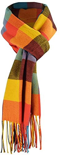 heekpek Mens Scarves Winter Soft Warm Tassel Scarf for Women Men Cashmere Feel Stripe Plaid Tartan Scarf