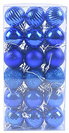 Bodhi2000 36 Stück Weihnachtszubehör, bruchsicherer Kunststoff, glänzende Weihnachtskugeln, Partys/Hochzeitsdekorationen, Königsblau