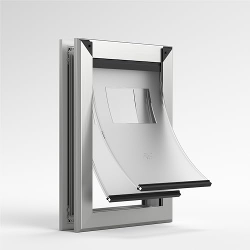 MAVRICFLEX Wetterfeste Hundetür mit Schiebeverriegelung, energieeffizientes, Robustes Aluminium, große Hundetür, magnetische Doppelklappen, robuste Hundetür für Hunde bis zu 18 kg (Medium)