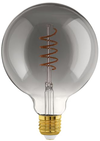 EGLO E27 Lampe dimmbar, Spiral LED Glühbirne Globe, Ø 12,5 cm | Vintage Deko Leuchtmittel schwarz-transparent im Retro-Design, 4 Watt, 100 Lumen, warmweiß, 2000k, Edison Birne G125