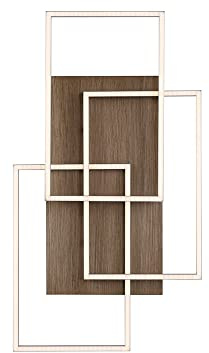 SellTec LED Deckenlampe dimmbar Holz Dekor 72x40cm Fernbedienung dimmbar | Farbtemperatur mit Fernbedienung einstellbar, warmweiss - kaltweiss, Rahmenleuchte, für Wohnzimmer & Küche